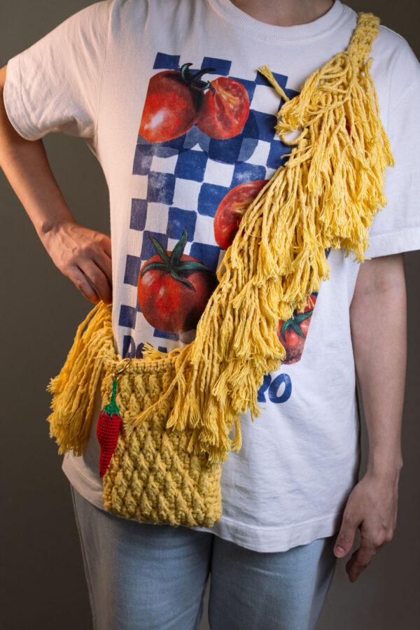 bolsa roma amarela, 100% artesanal, macramê