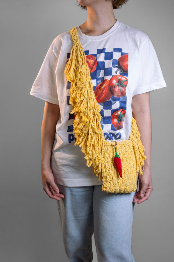 bolsa roma amarela, 100% artesanal, macramê